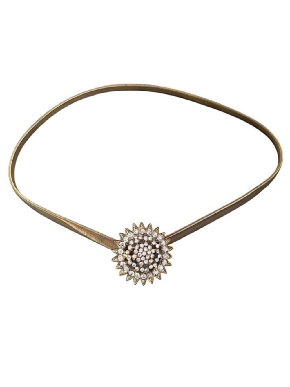 Sunburst Flower Jeweled Gold Tone Stretch Vintage Belt